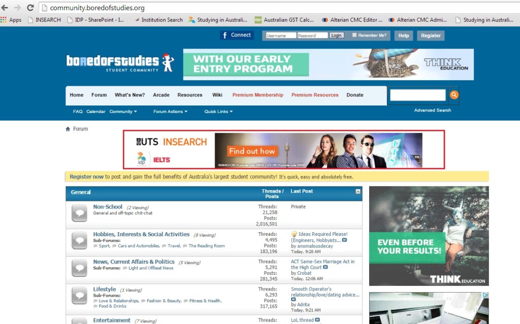 Co-branded Bored of Studies Advert